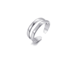 Dubbele ring, Ring, Dames, stainless steel, zilver