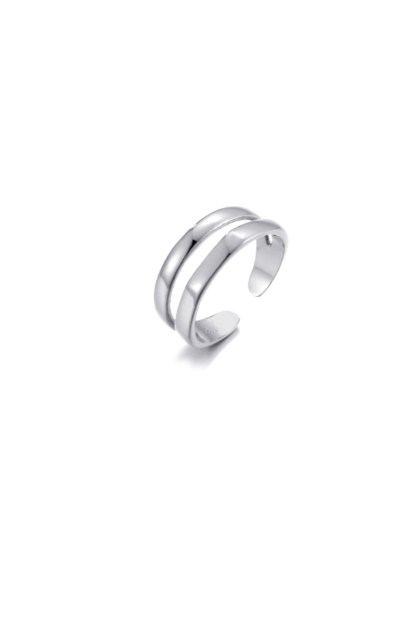 Dubbele ring, Ring, Dames, stainless steel, zilver