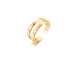 Dubbele ring, Ring, Dames, stainless steel, goud