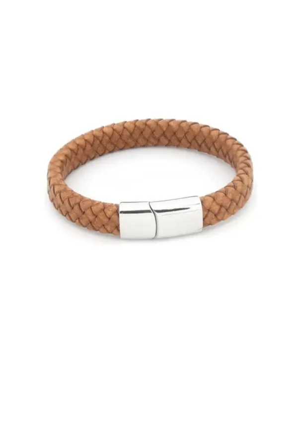 Leren armband, Armband, heren, donker bruin leder, stainless steel, zilver kleurige klik sluiting