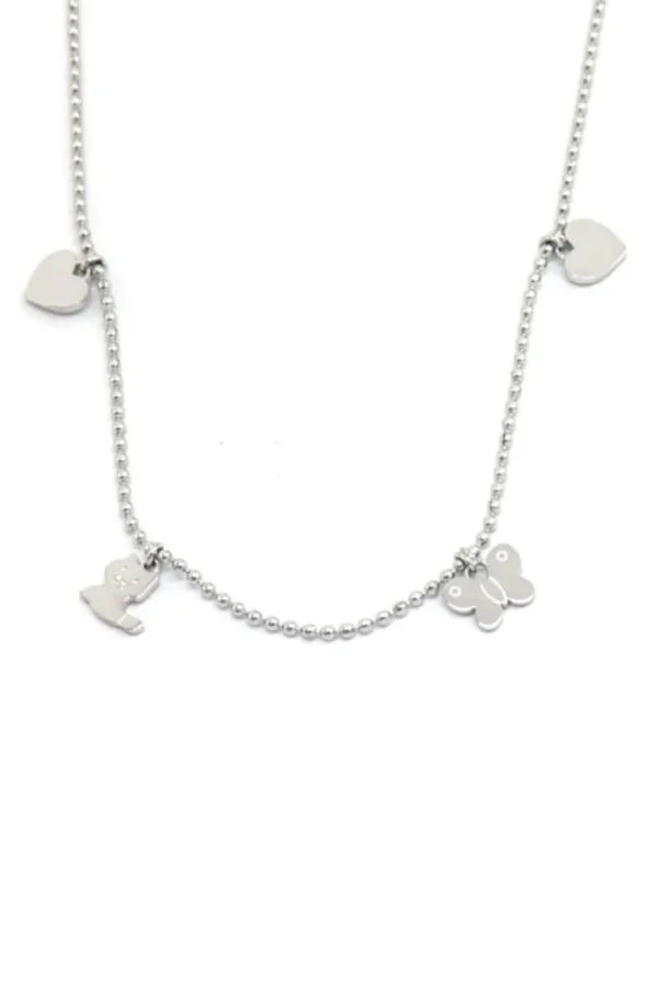 Ketting charms, Ketting, kinderen, stainless steel, zilver