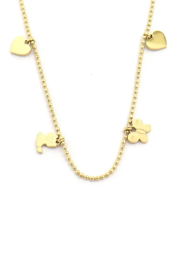 Ketting charms, Ketting, kinderen, stainless steel, goud