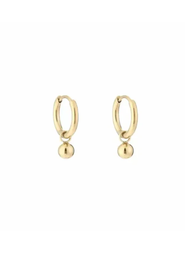 Oorbellen klein knopje, Oorbellen, dames, stainless steel, goud