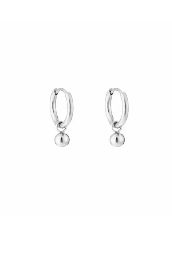 Oorbellen klein knopje, Oorbellen, dames, stainless steel, zilver