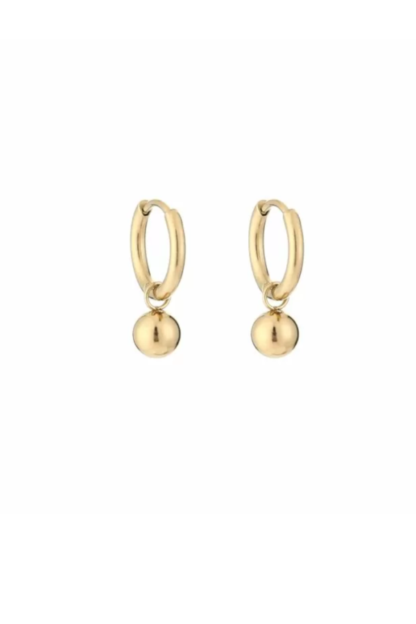 Oorbellen groot knopje, Oorbellen, dames, stainless steel, goud