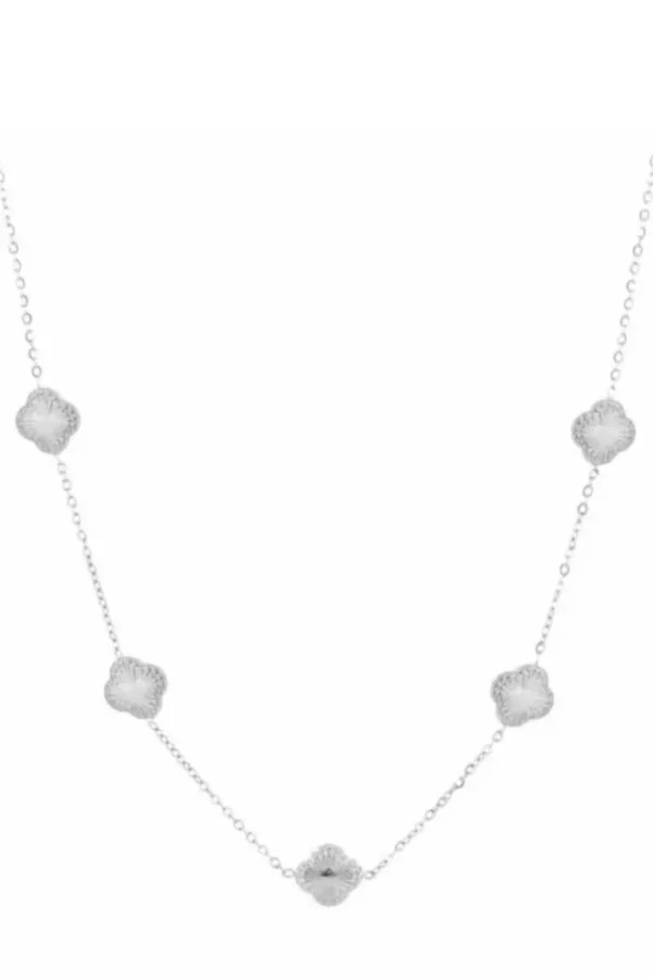 Ketting klavers, Ketting klavers, dames, stainless steel, zilver