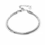Dubbele armband, Armband, dames, stainless steel, strass steentjes, zilver