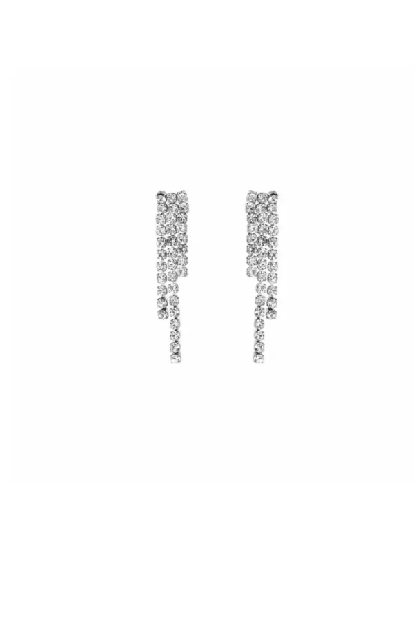 Strass oorbellen, Oorbellen, Dames, Stainless steel, strass steentjes, zilver