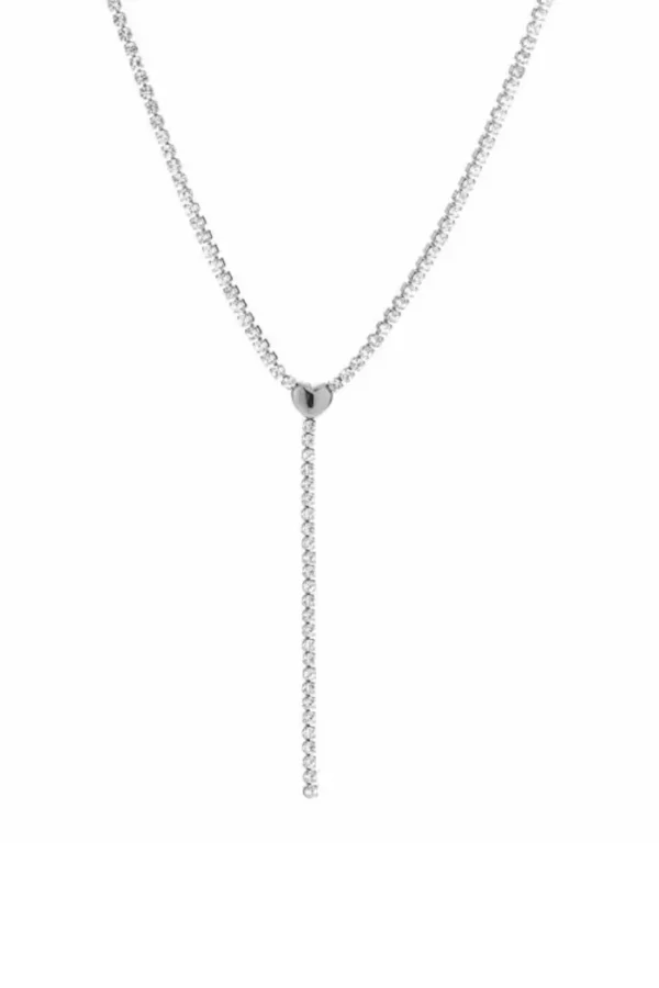 Y ketting met strass, Ketting, dames, stainless steel, strass steentjes, goud