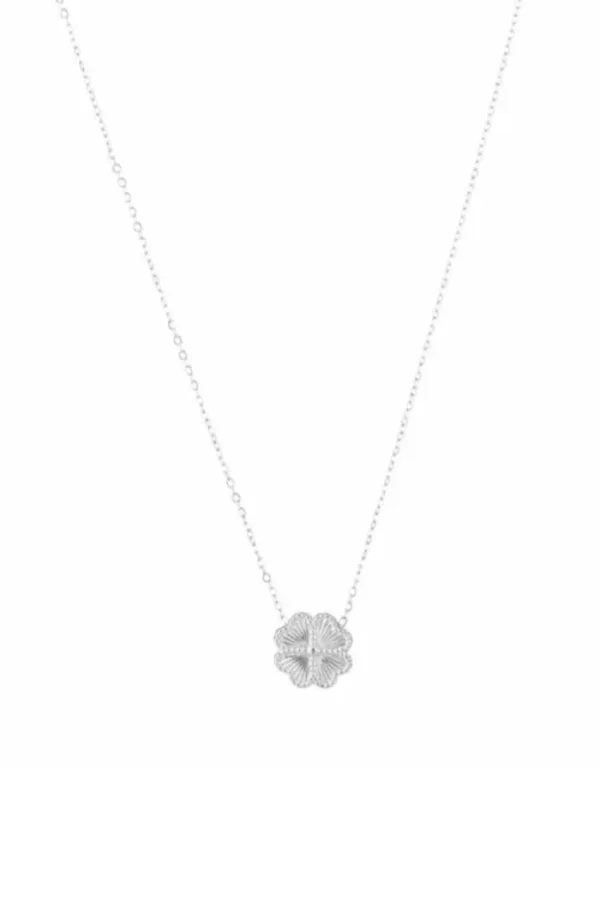 Fijne klaver ketting, Ketting, stainless steel, zilver