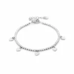 Armband strass met hartjes, Armband, dames, stainless steel, strass steentjes, zilver