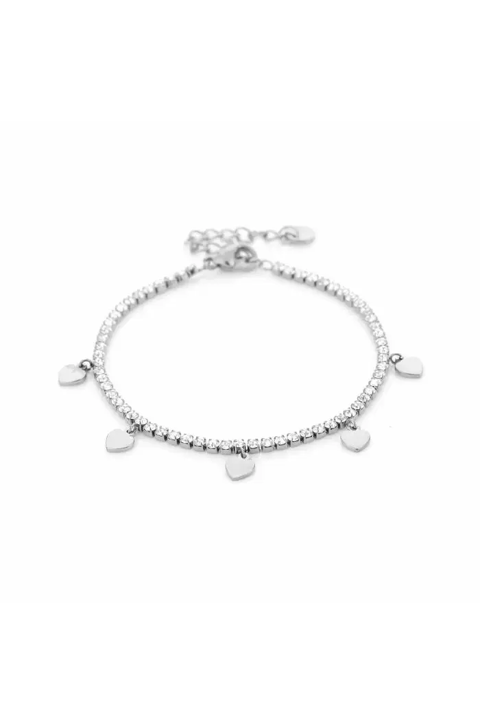 Armband strass met hartjes