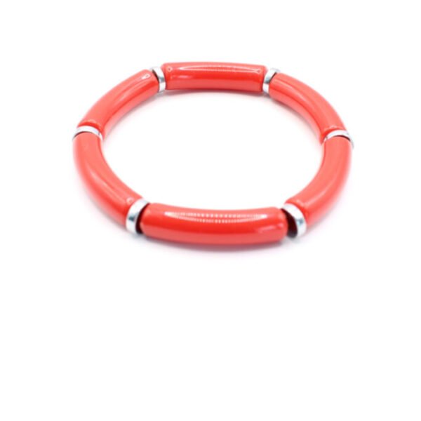 Tube armband rood zilver
