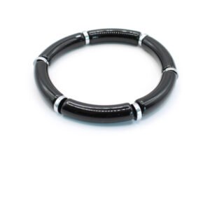 Tube armband zwart zilver
