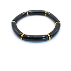 Tube armband zwart goud