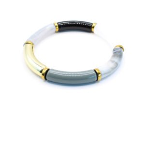 Tube armband grijs goud