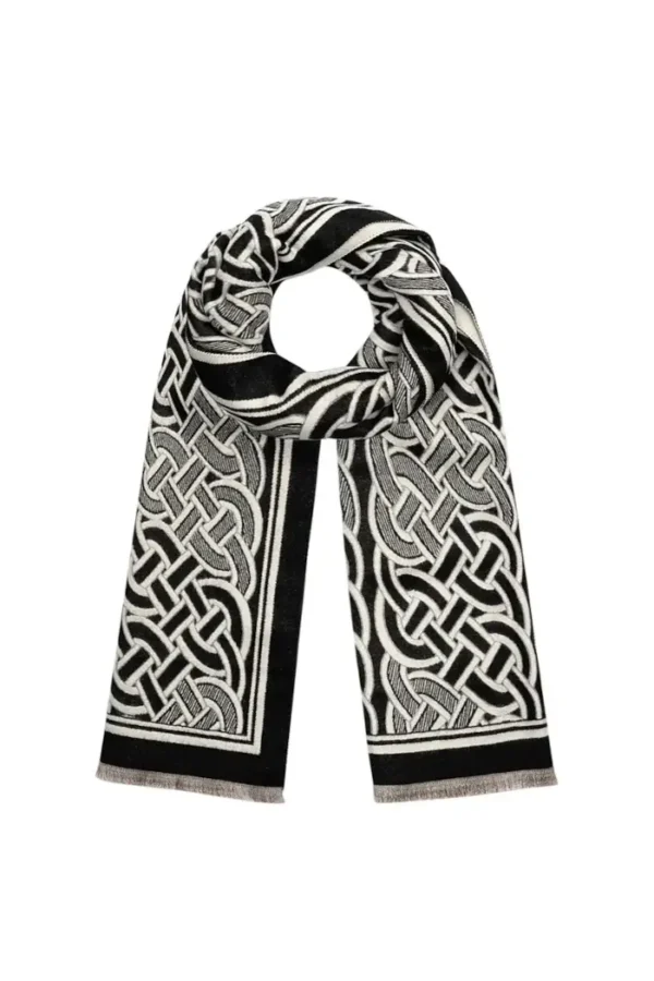 Sjaal luxueuse print, Sjaal, viscose, zwart