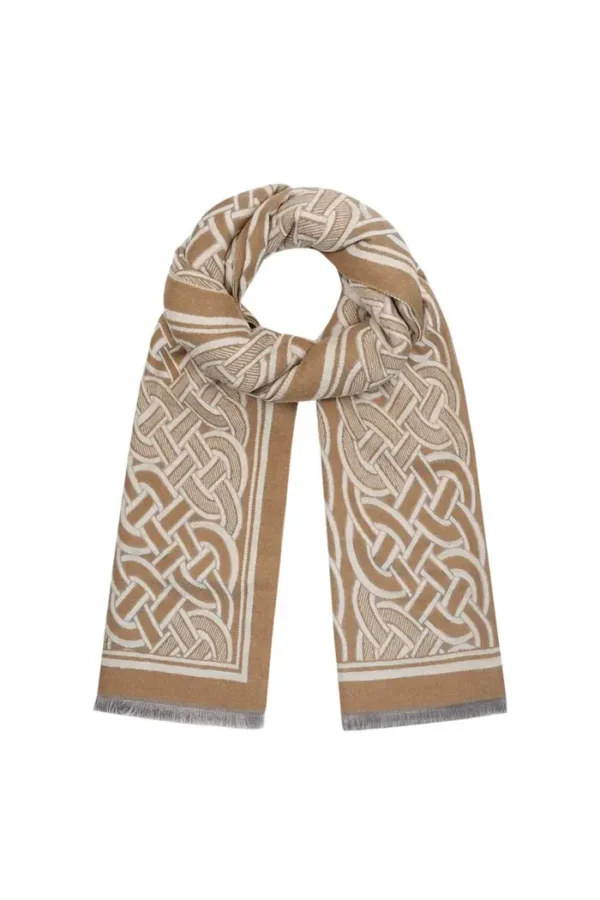 Sjaal luxueuse print, Sjaal, viscose, beige