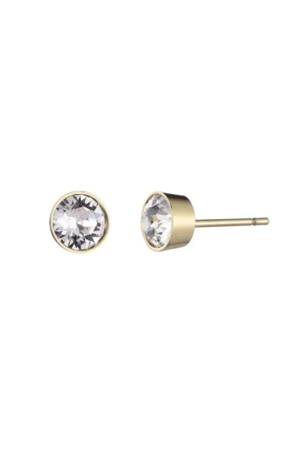 Oorsteker steentje, Oorbellen, dames, stainless steel, zilver kristallen steen, zilver