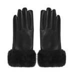 Handschoenen fluffy, Handschoenen, zwart, polyester, PU