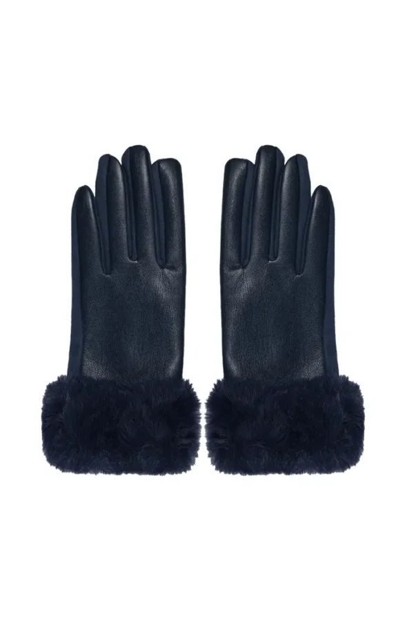 Handschoenen fluffy, Handschoenen, navy blauw, polyester, PU