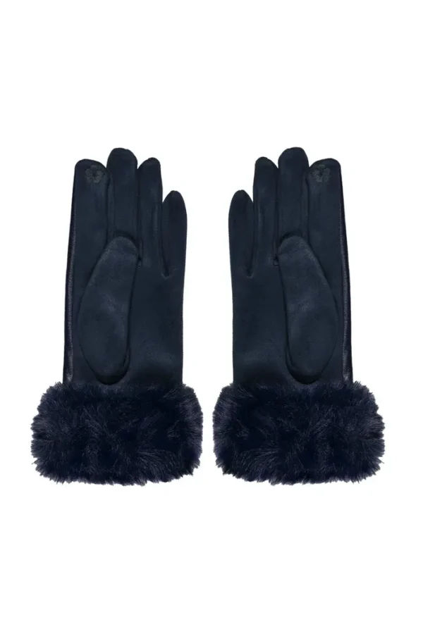 Handschoenen fluffy, Handschoenen, navy blauw, polyester, PU