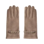 Handschoenen kettingtje, Handschoenen, beige, polyester, zirkonium kettingtje