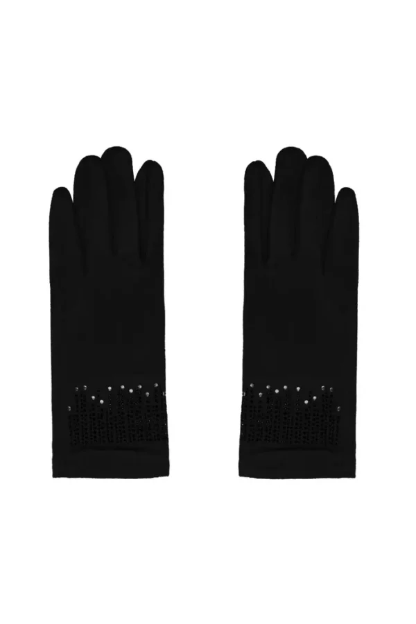 Handschoenen steentjes, Handschoen, zwart, polyester, kunstof steentjes