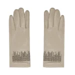 Handschoenen steentjes, Handschoen, beige, polyester, kunstof steentjes