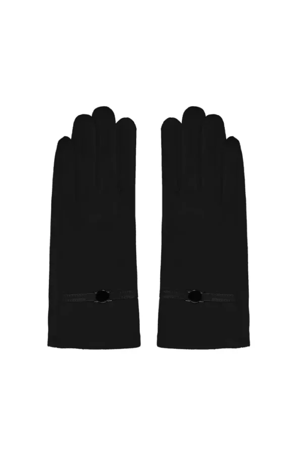 Handschoen riempje, Handschoen, zwart, polyester, PU, metaal detail op riempje, zwart