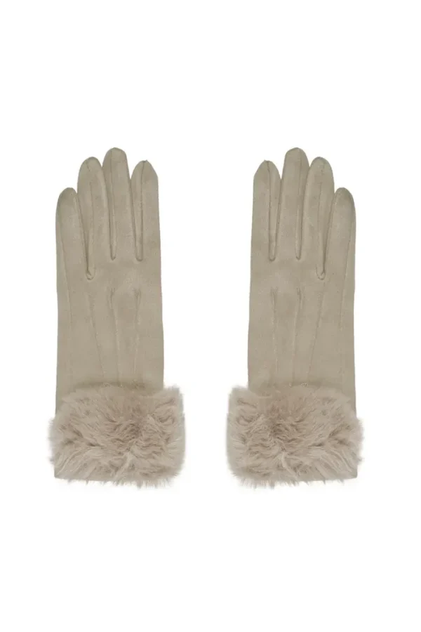 Handschoenen suede look, Handschoenen, Polyester, beige