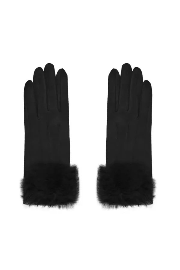 Handschoenen suede look, Handschoenen, Polyester, zwart