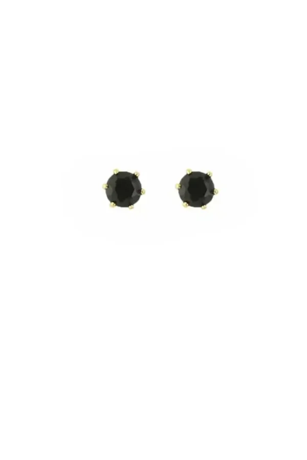 Oorsteker steentje, Oorbellen, dames, stainless steel, zwarte kristallen steen, zilver