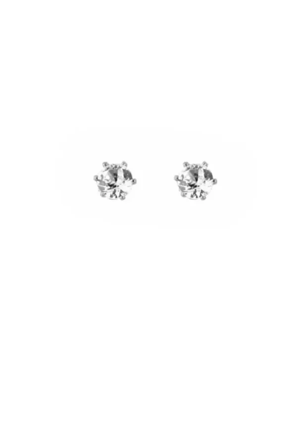Oorsteker steentje, Oorbellen, dames, stainless steel, zilver kristallen steen, zilver