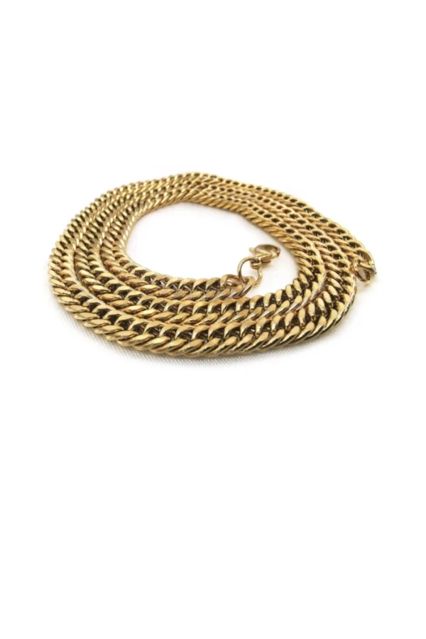 Ketting cubaanse schakel 6,5mm, Ketting, heren, stainless steel, lengte 60cm, goud kleurig