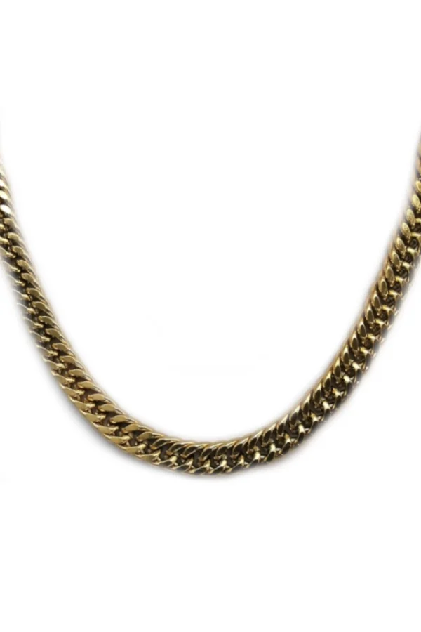 Ketting cubaanse schakel 6,5mm, Ketting, heren, stainless steel, lengte 60cm, goud kleurig