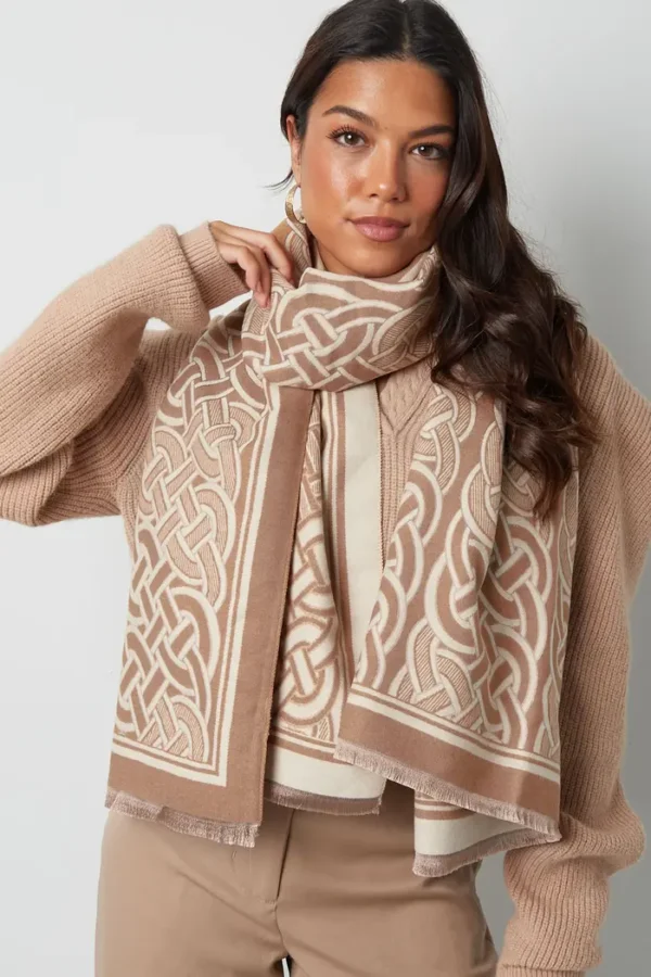 Sjaal luxueuse print, Sjaal, viscose, beige