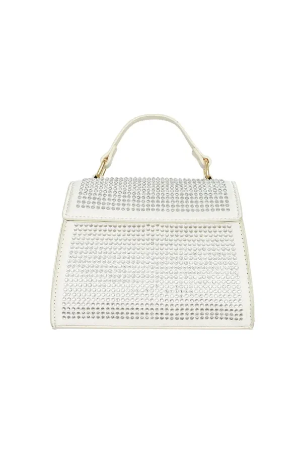 Handtas strass, Handtas, Metaal, PU, Strass steentjes, beige