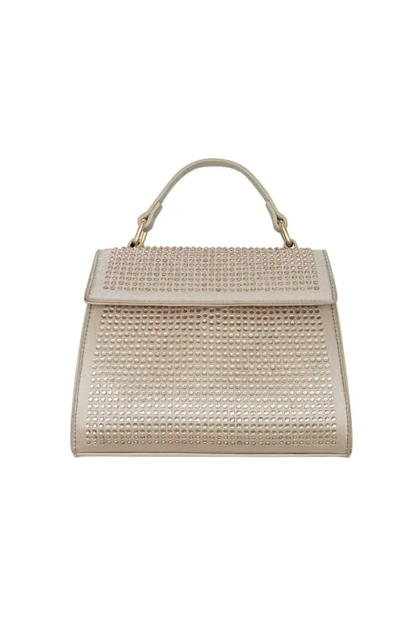 Handtas strass, Handtas, Metaal, PU, Strass steentjes, creme