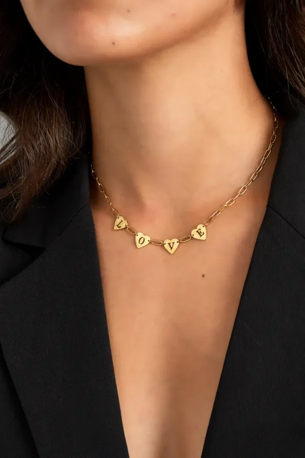 Loving link ketting, Ketting, stainless steel, goud