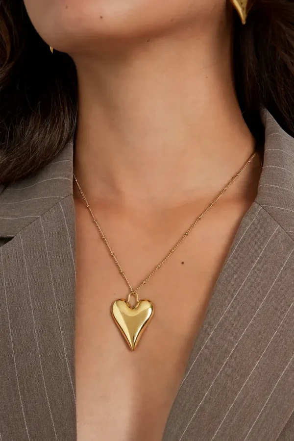 Ketting heartfelt charm, Ketting, stainless steel, goud