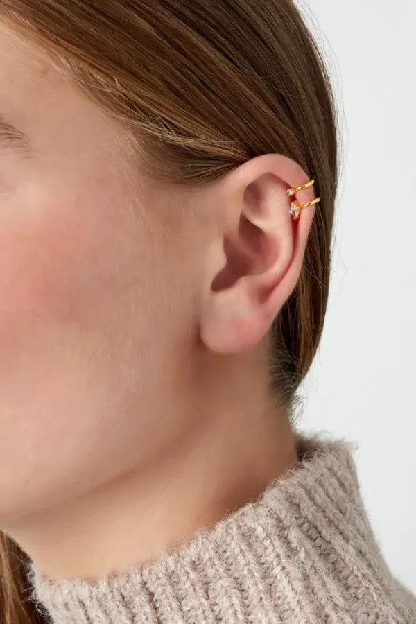 Earcuff elegant shimmer, Earcuff, koper, zirkonium, goud