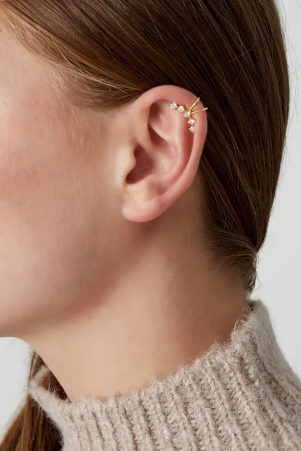 Earcuff elegant chic, Earcuff, koper, zirkonium, goud