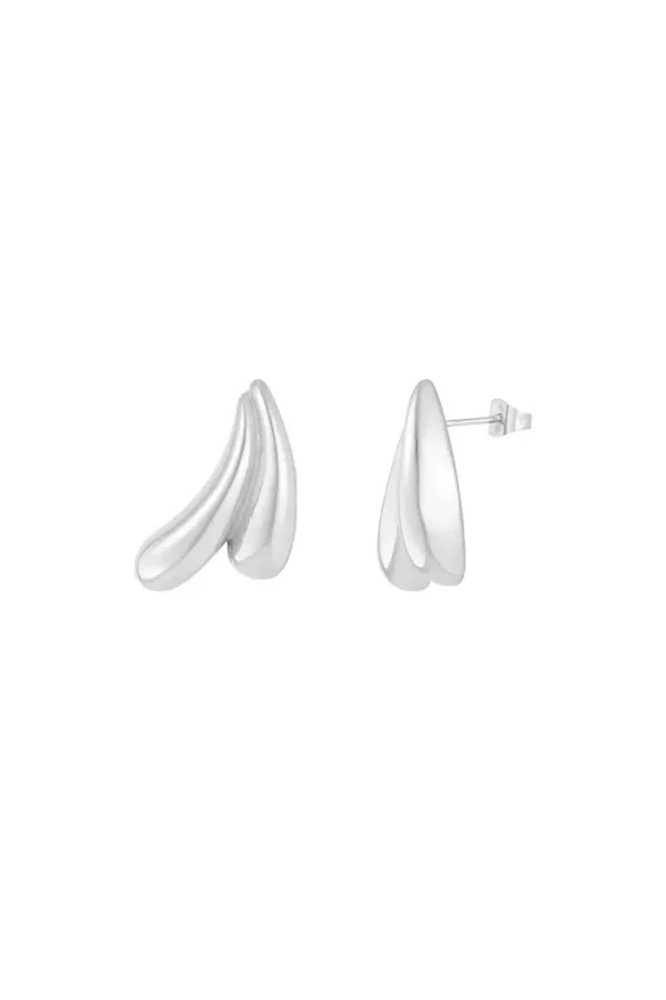 Oorbellen drippies, Oorbellen, stainless steel, zilver