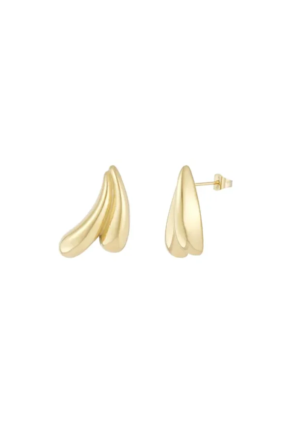 Oorbellen drippies, Oorbellen, stainless steel, goud