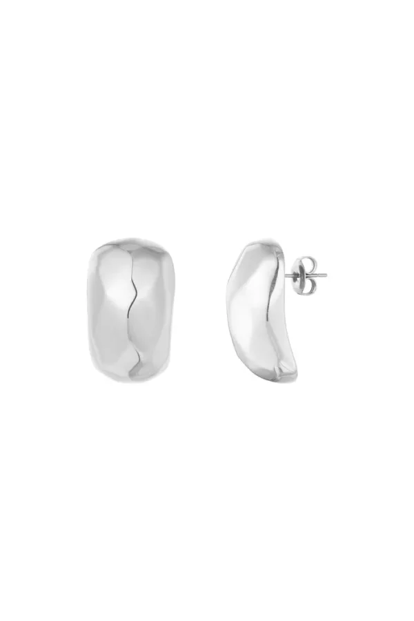Oorbellen met structuur, oorbellen, stainless steel, zilver