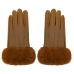 Handschoenen met faux fur, Handschoenen, polyester, pu, beige