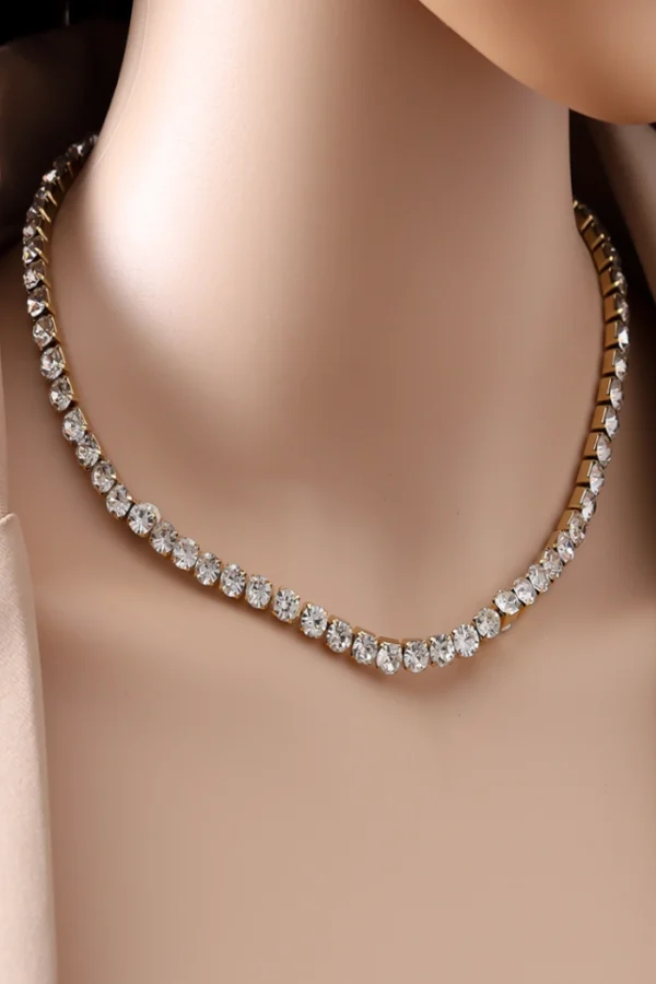 Diamands ketting, Ketting, stainless steel, zirkonium, goud