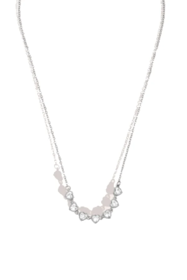 Diamanten harten dunne ketting, Ketting, stainless steel, zirkonium, zilver