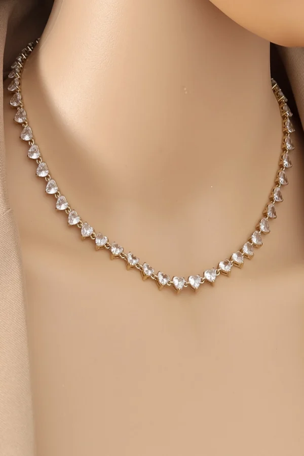 Diamanten harten ketting, Ketting, stainless steel, zirkonium, goud